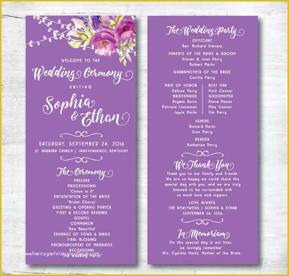 53 Free Downloadable Wedding Program Template that Can Be Printed