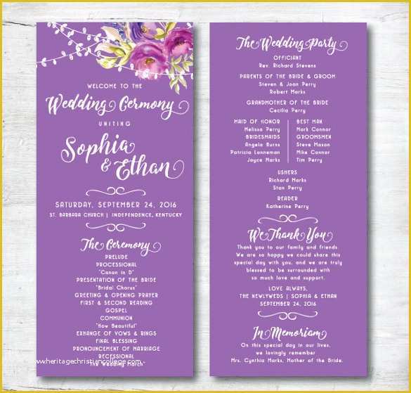 Free Downloadable Wedding Program Template that Can Be Printed Of Wedding Program Template 41 Free Word Pdf Psd