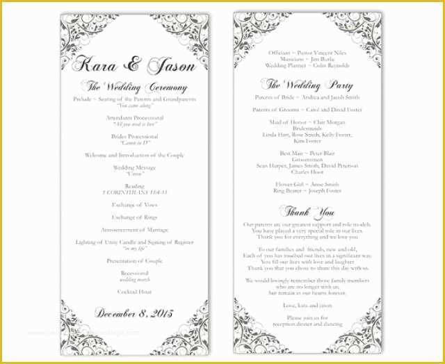 Free Downloadable Wedding Program Template that Can Be Printed Of Wedding Program Template Diy Editable Text Word File