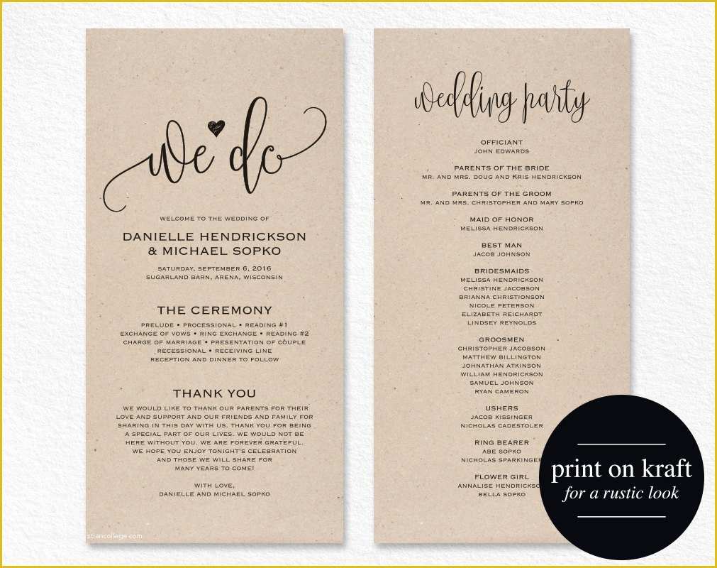 Free Downloadable Wedding Program Template that Can Be Printed Of Wedding Program Template Wedding Program Printable We Do