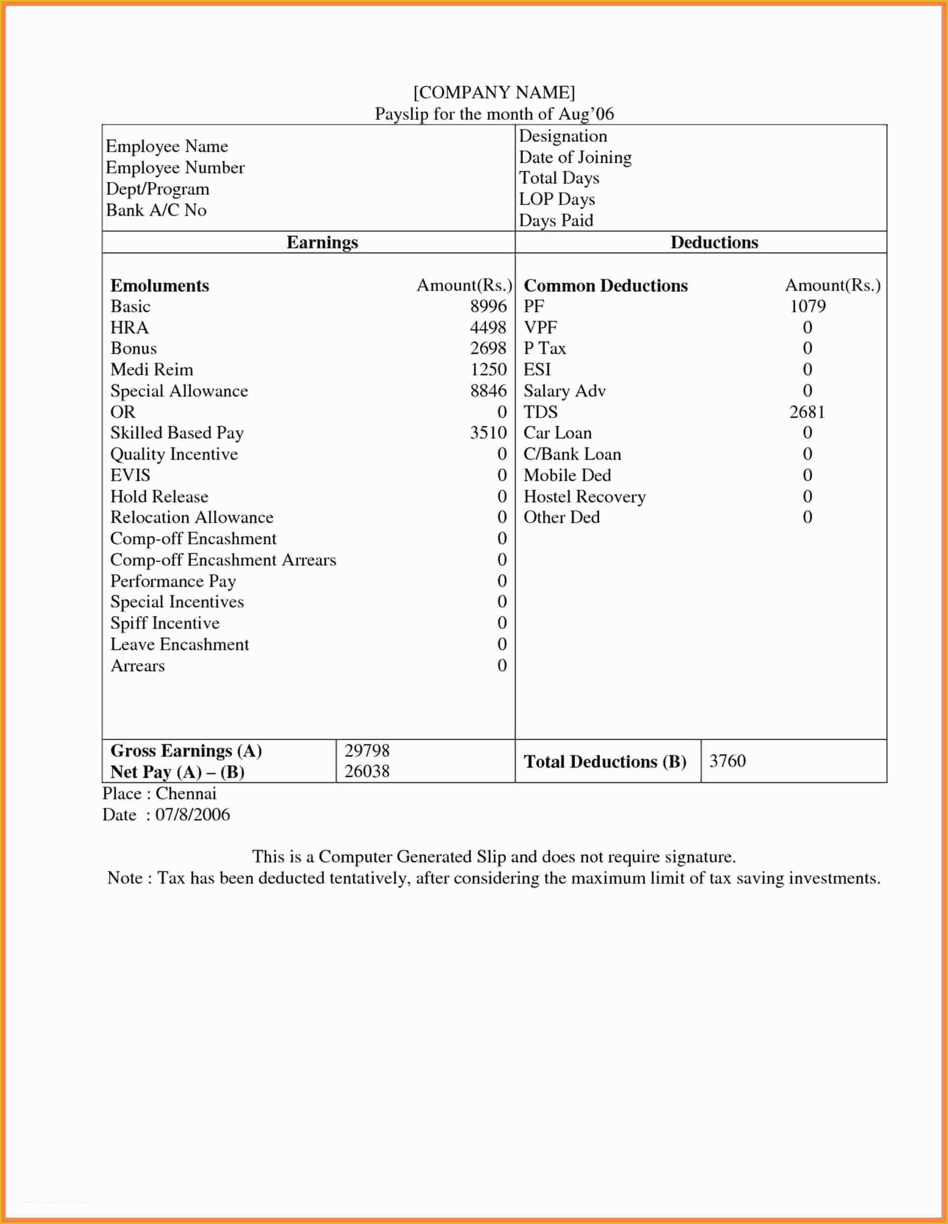 Free Earnings Statement Template Of 8 Earnings Statement Template
