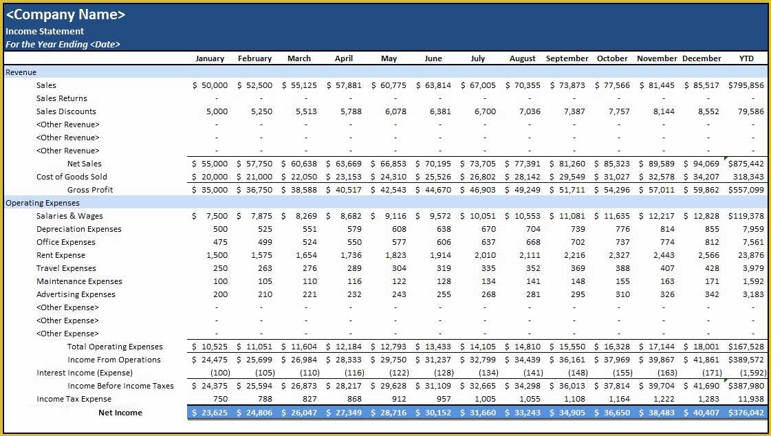 Free Earnings Statement Template Of In E Statement Template format Example