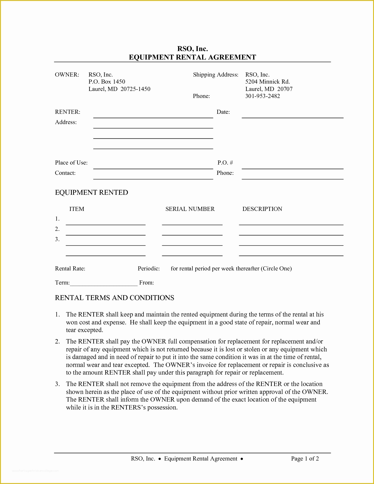 Free Easy Lease Agreement Template Of 10 Best Of Equipment Rental Agreement Template Free