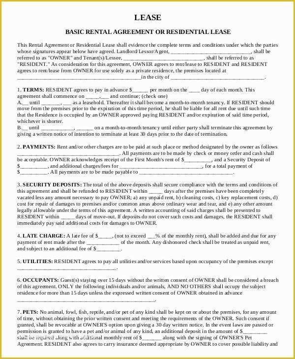 Free Easy Lease Agreement Template Of 35 Simple Rental Agreement Templates Pdf Word