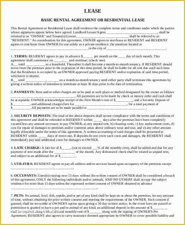 Free Easy Lease Agreement Template Of 35 Simple Rental Agreement Templates Pdf Word