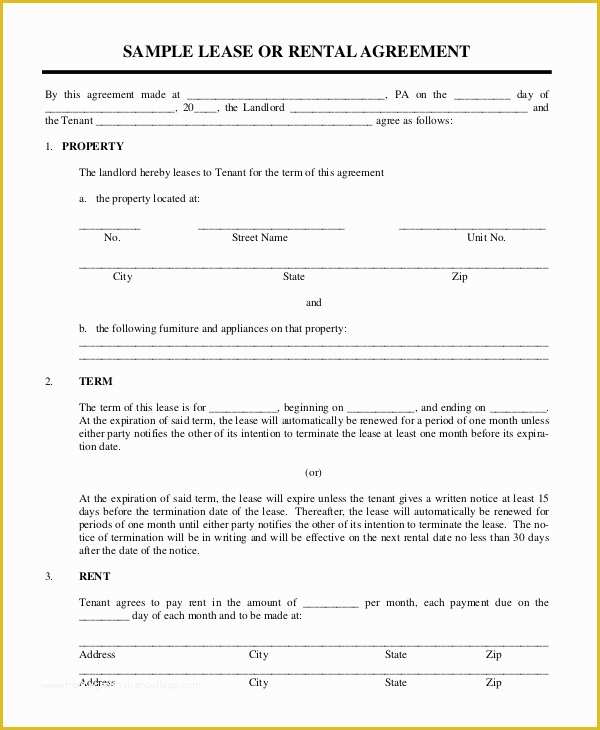Free Easy Lease Agreement Template Of 9 Simple Lease Agreements