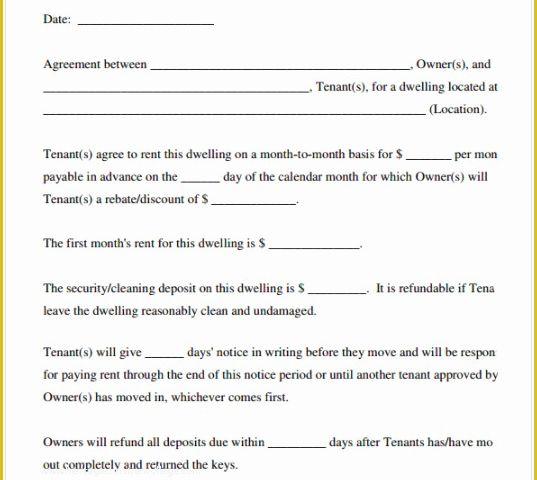 Free Easy Lease Agreement Template Of Rental Agreement Template Free top form Templates