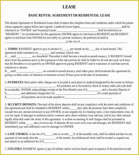 Free Easy Lease Agreement Template Of Rental Agreement Templates – 15 Free Word Pdf Documents