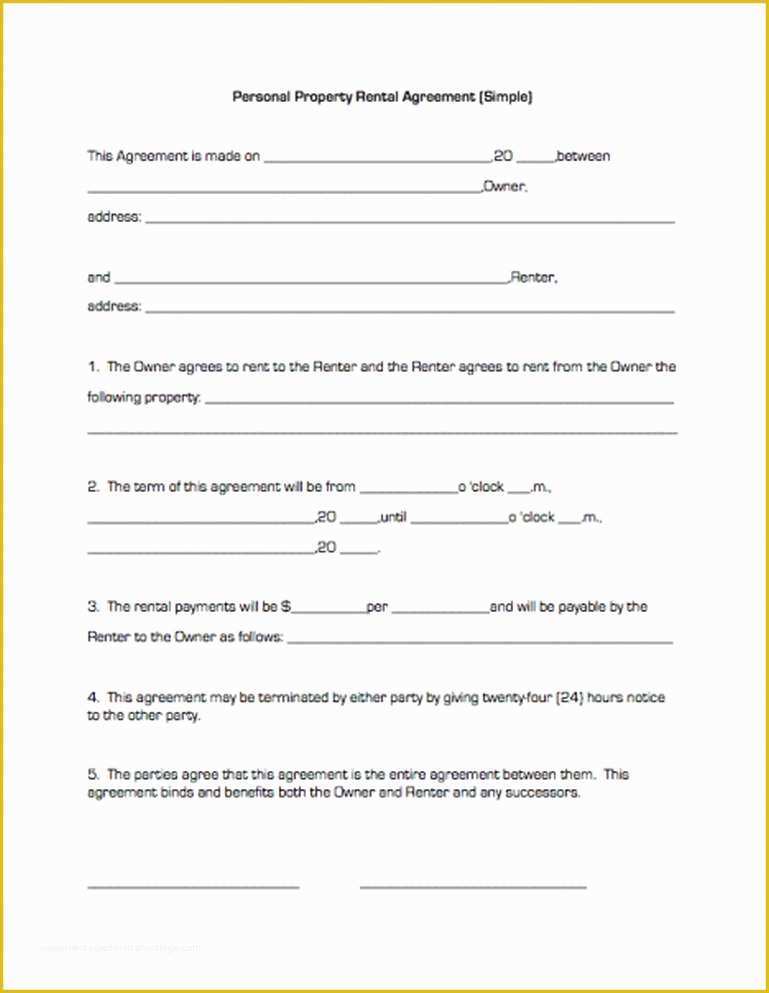Free Easy Lease Agreement Template Of Simple E Page Lease Agreement