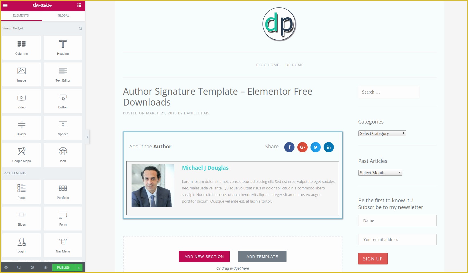 Free Elementor Templates Of Author Signature Elementor Free Downloads