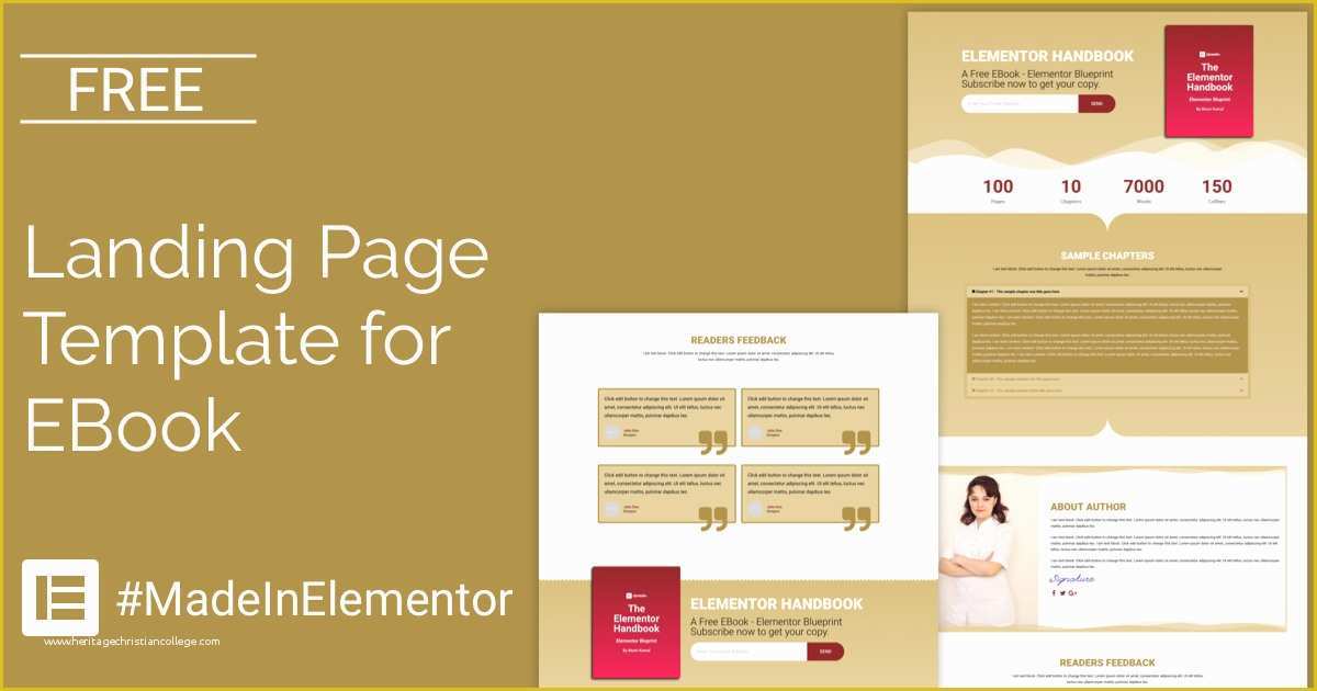 Free Elementor Templates Of Free Landing Page Elementor Template for Ebook