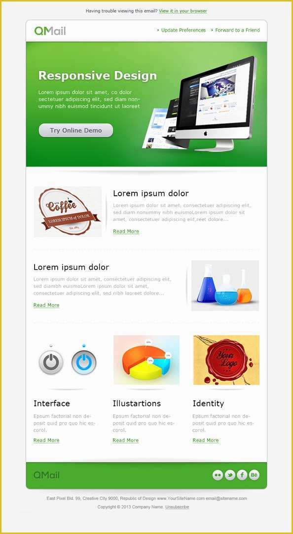 Free Email Marketing Templates Of Free Email Template In Green Color Free Mail Templates