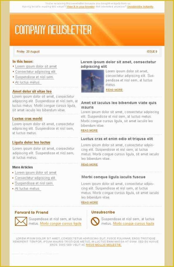Free Email Marketing Templates Of orange Email Marketing Newsletter Template Free Psd Files