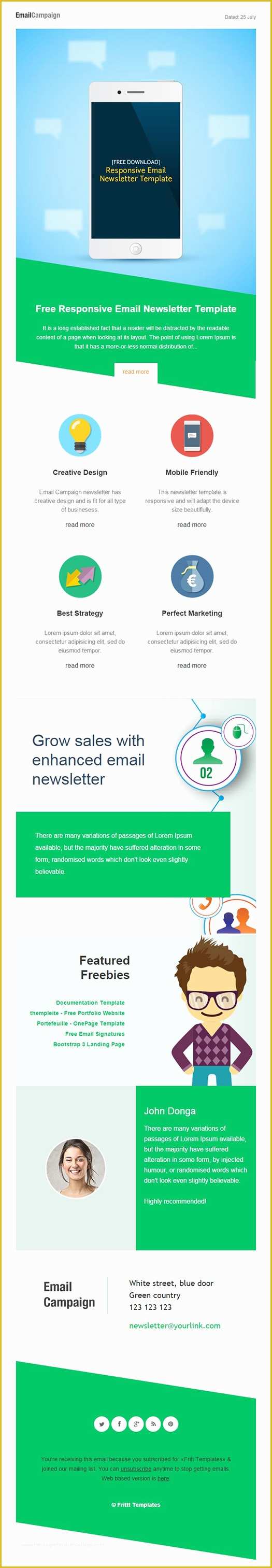 Free Email Marketing Templates Of Responsive Email Newsletter Template [free Download] On