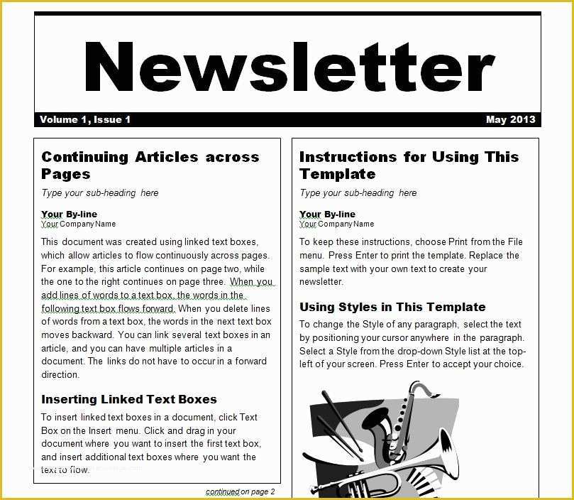 Free Email Newsletter Templates Word Of Newsletter Template