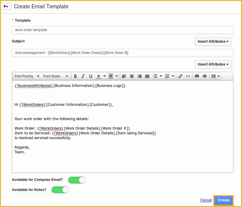 Free Email Template Creator Of Customize Email Templates In Work orders App