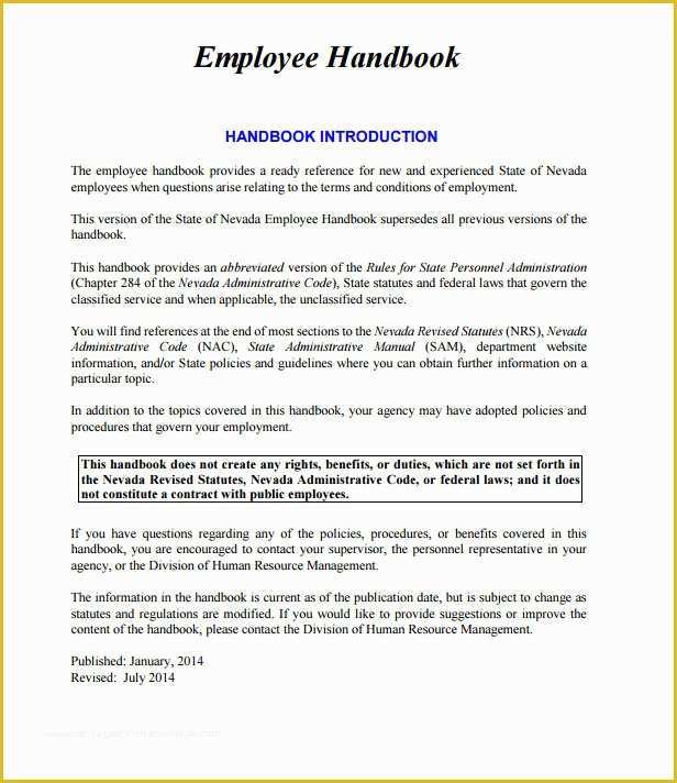 Free Employee Handbook Template Pdf Of Employee Handbook Template 6 Free Pdf Doc Download
