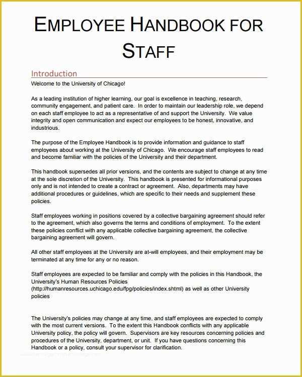 Free Employee Handbook Template Pdf Of Employee Handbook Template