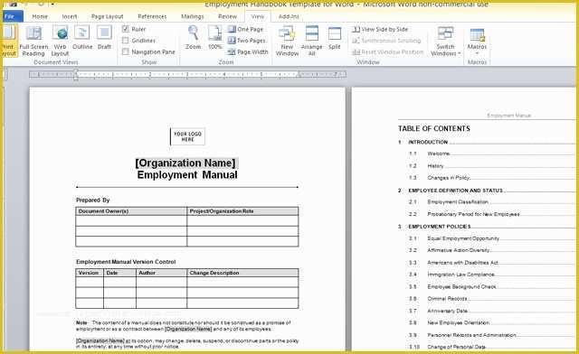 Free Employee Handbook Template Pdf Of Employment Handbook Template for Word