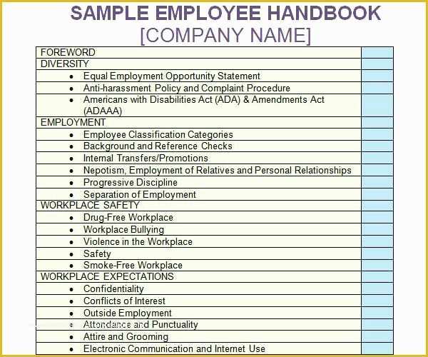 Free Employee Handbook Template Pdf Of Free Employee Handbook Template Lovely Employee Handbook