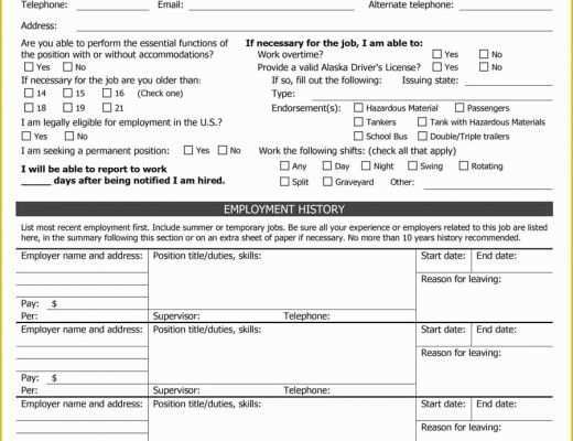 Free Employment Application Template Florida Of 50 Free Employment Job Application form Templates