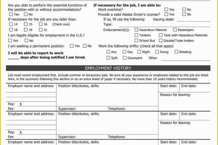 Free Employment Application Template Florida Of 50 Free Employment Job Application form Templates