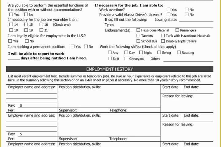 Free Employment Application Template Florida Of 50 Free Employment Job Application form Templates