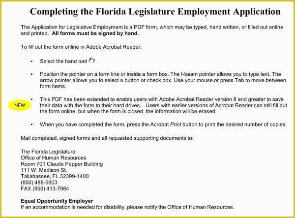 Free Employment Application Template Florida Of Download the Florida Legislature Employment Application
