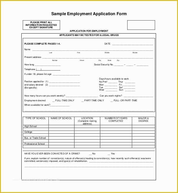 Free Employment Application Template Florida Of Floridaframeandart