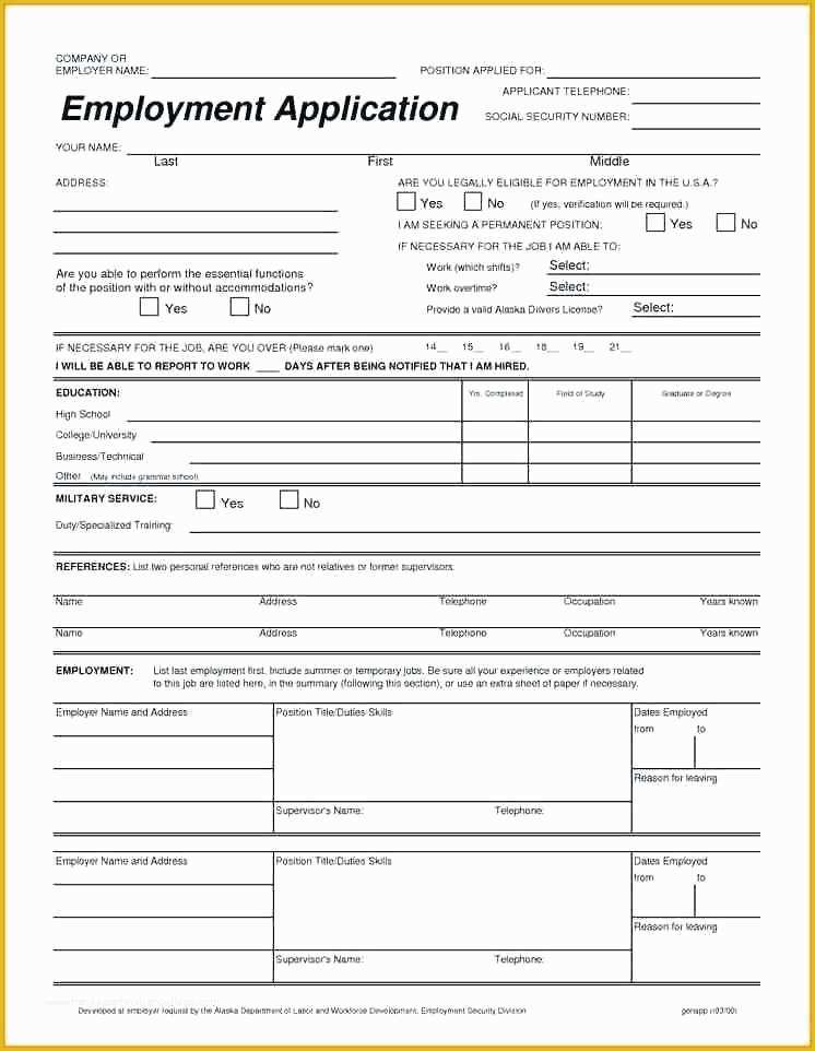 Free Employment Application Template Florida Of Floridaframeandart