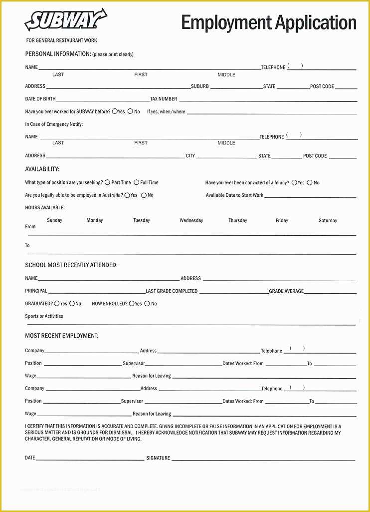 Free Employment Application Template Florida Of Floridaframeandart