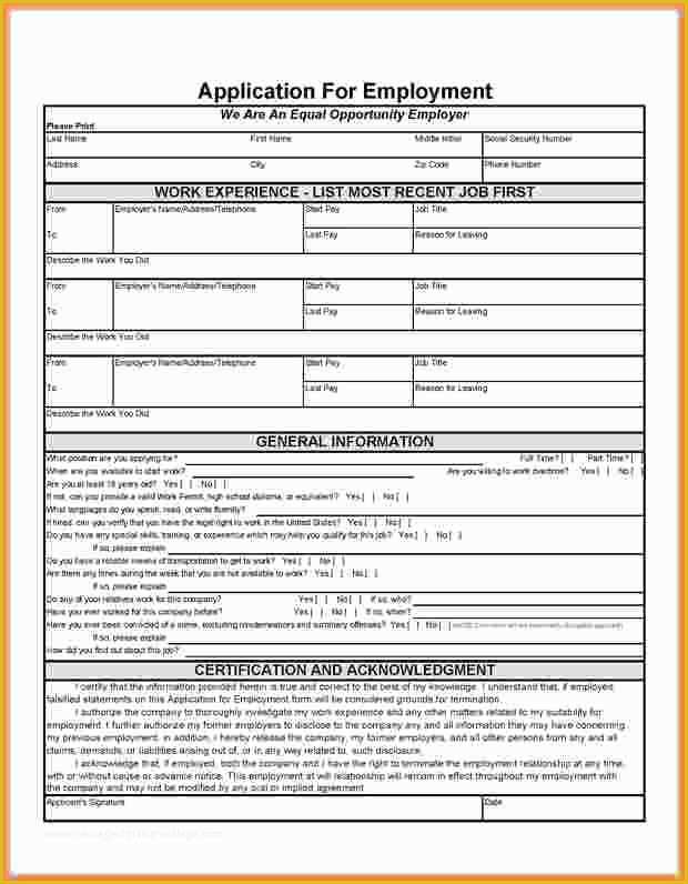 Free Employment Application Template Florida Of Floridaframeandart