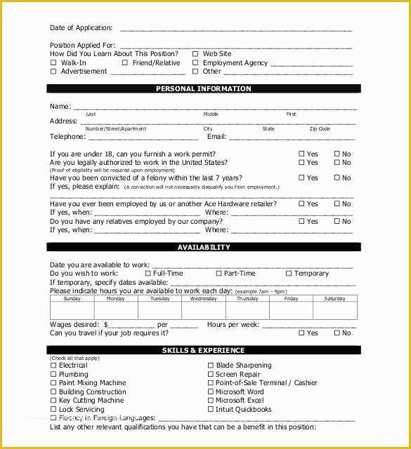 Free Employment Application Template Florida Of Floridaframeandart