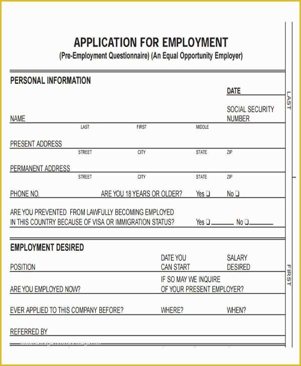 Free Employment Application Template Florida Of Floridaframeandart