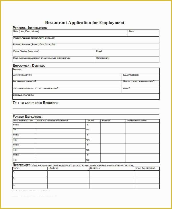 Free Employment Application Template Florida Of Floridaframeandart