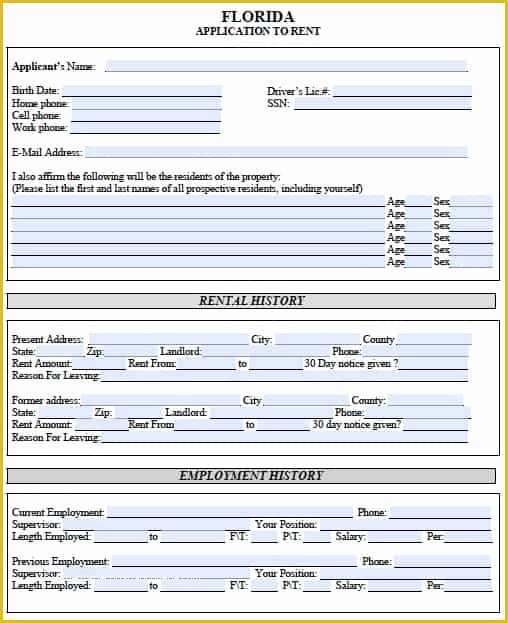 Free Employment Application Template Florida Of Free Florida Rental Application – Pdf Template