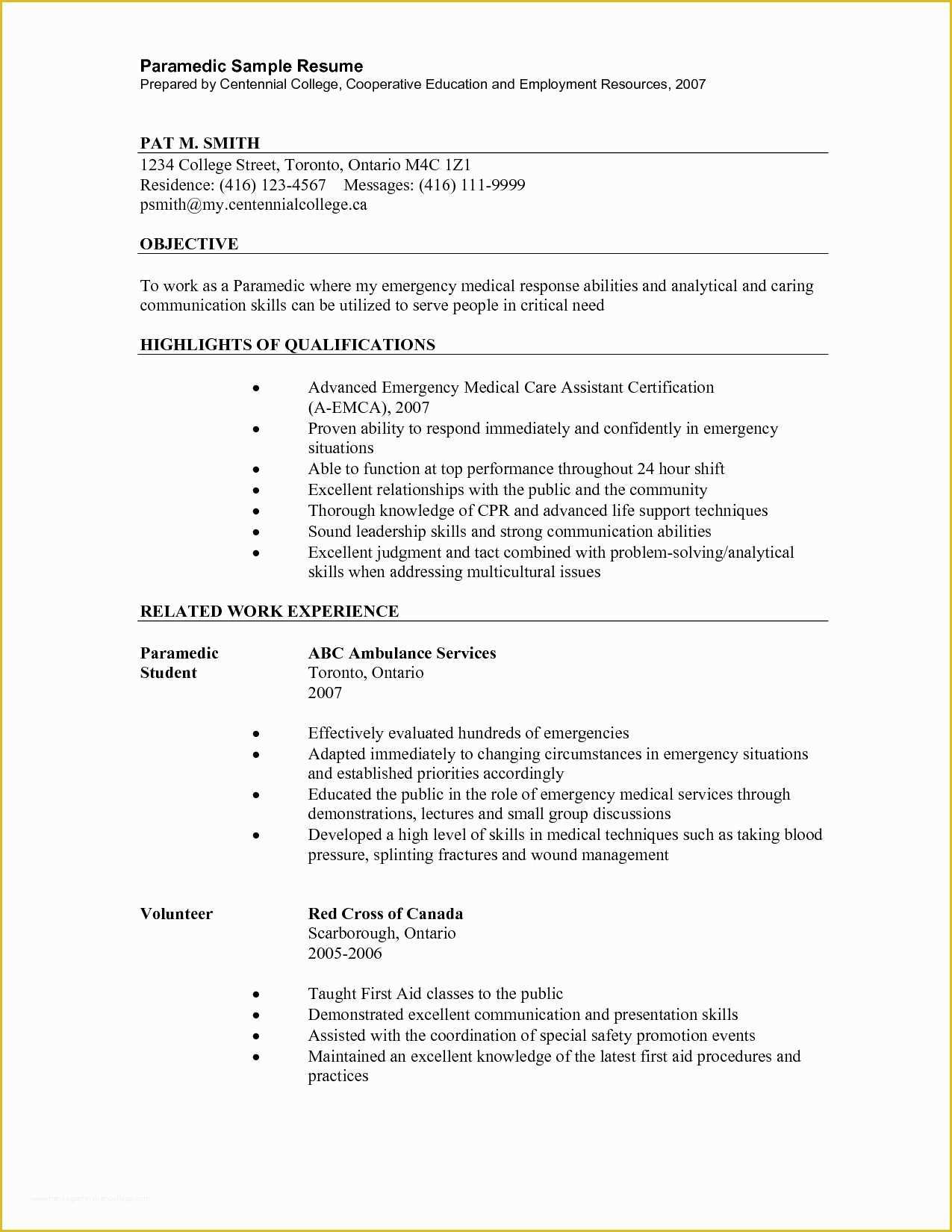 Free Emt Resume Templates Of 27 Fast Emt Resume Example Pd I – Resume Samples