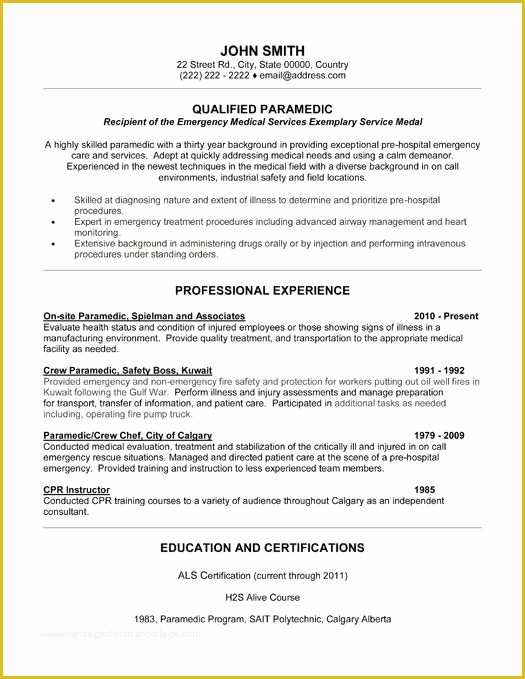 Free Emt Resume Templates Of Here to Download This Qualified Paramedic Resume