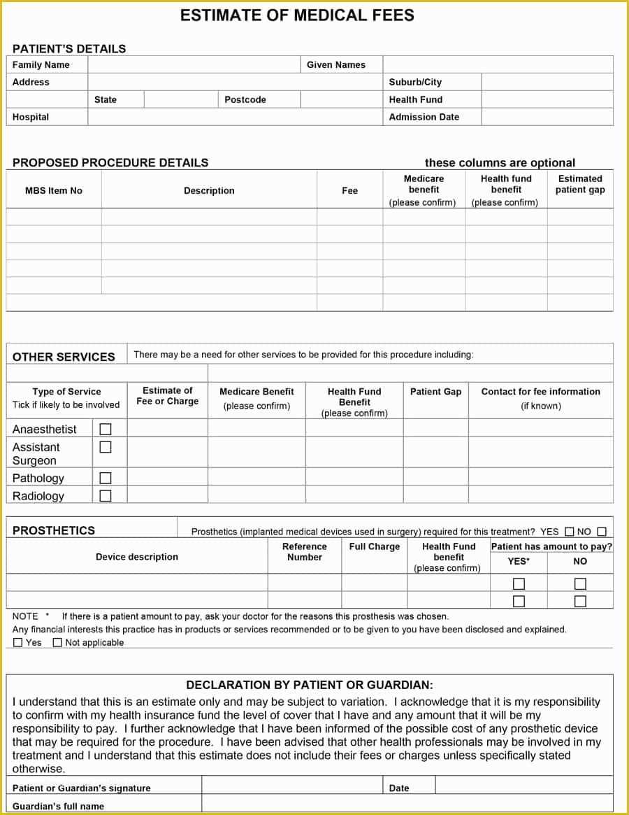 Free Estimate Template Of 44 Free Estimate Template forms [construction Repair