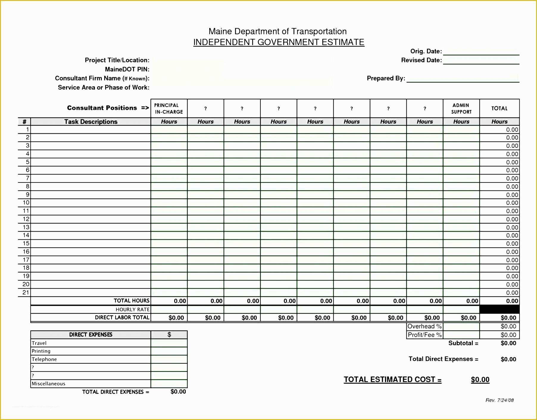 Free Estimate Template Of 5 Excel Work Estimate Template Sampletemplatess