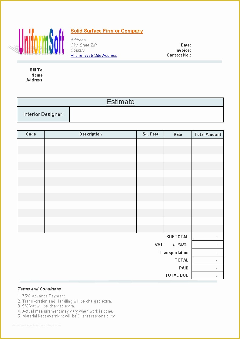 Free Estimate Template Of 7 Best Of Free Printable Estimate Template