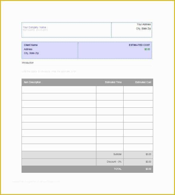 Free Estimate Template Of Blank Estimate Template – 23 Free Word Pdf Excel Google