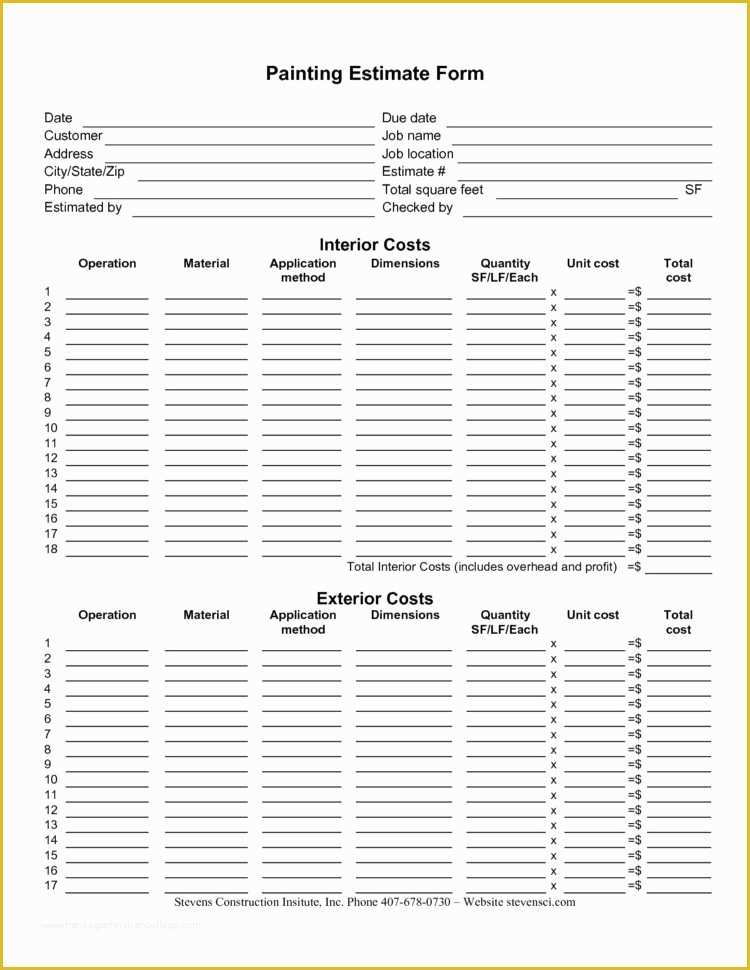 Free Estimate Template Of Project Cost Estimate Excel Template Estimating