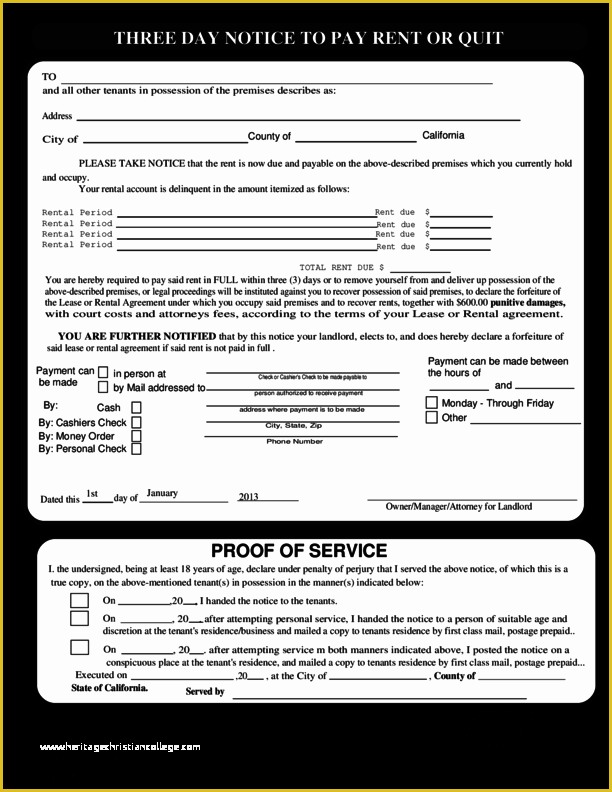 Free Eviction Notice Template California Of California Notice to Quit