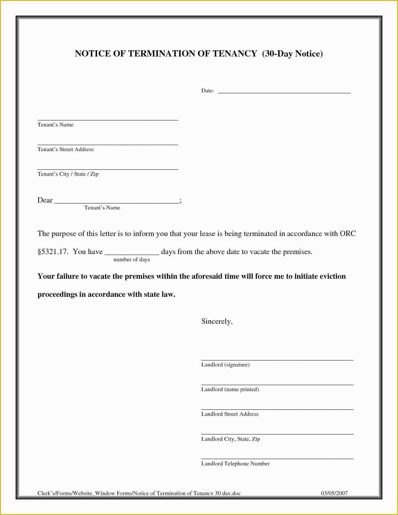 Free Eviction Notice Template Of Eviction Notice form