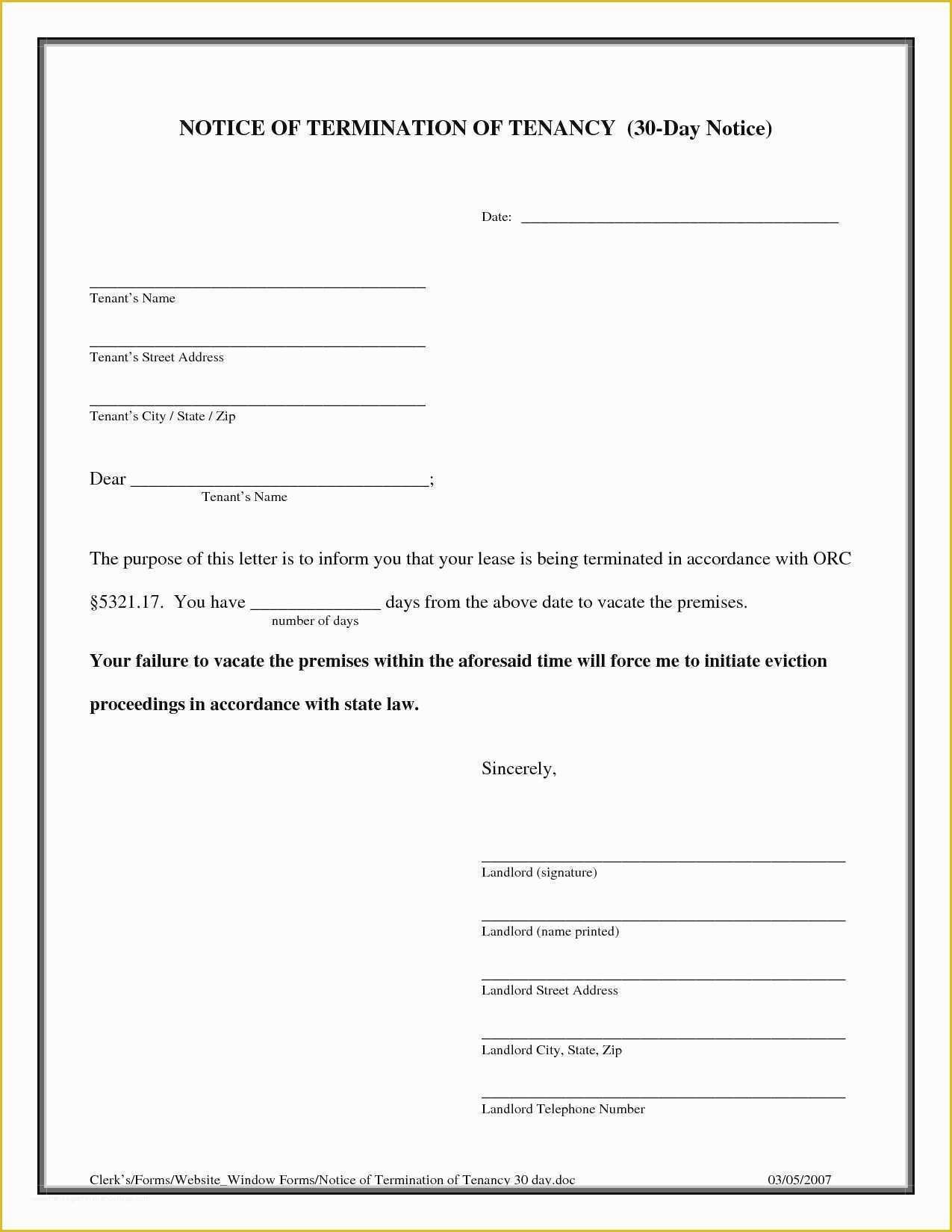 Eviction Notice Template Ga