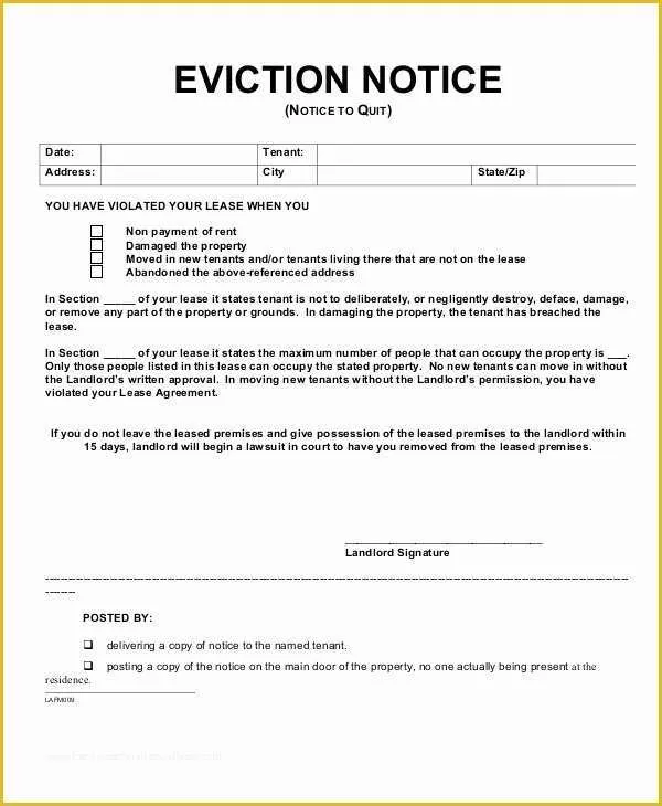 Free Eviction Notice Template Georgia Of Eviction Notice 9 Free Word Pdf Documents Download