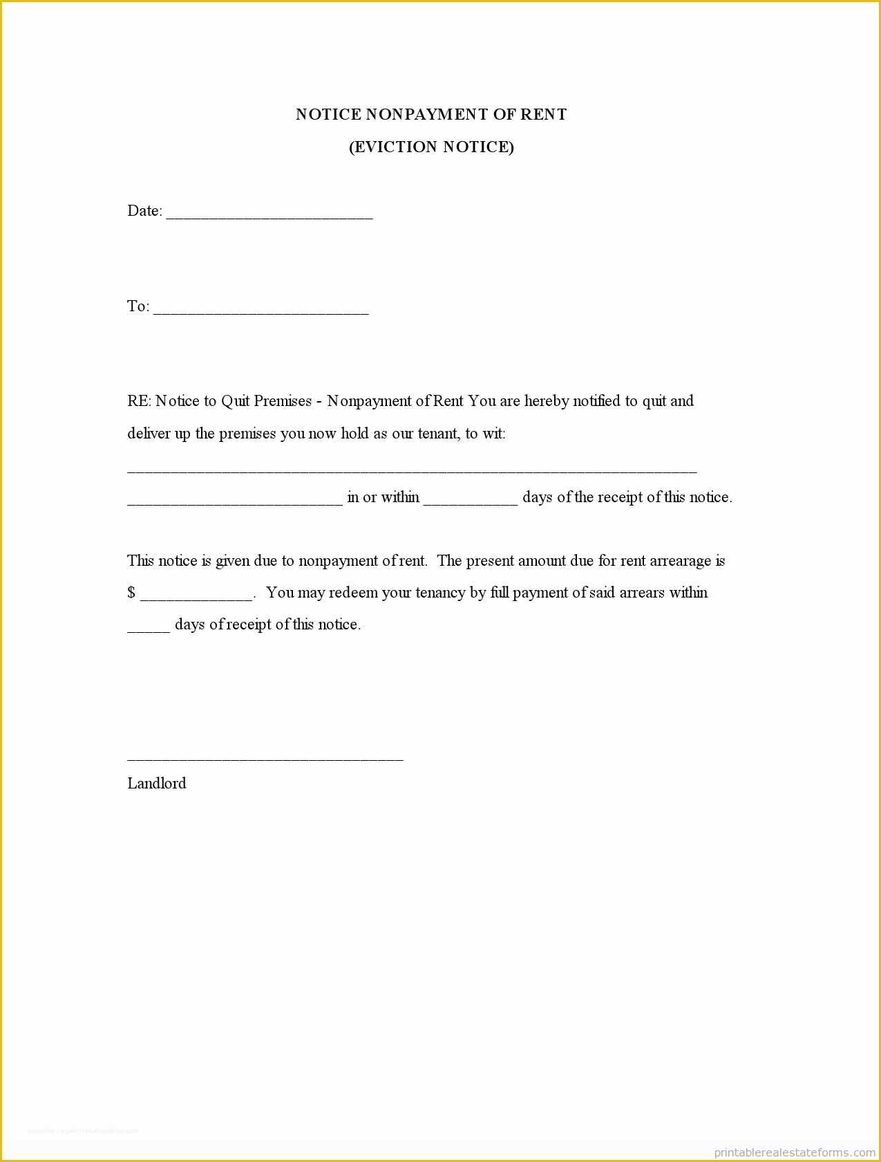 Free Eviction Notice Template Of Free Printable Eviction Notice