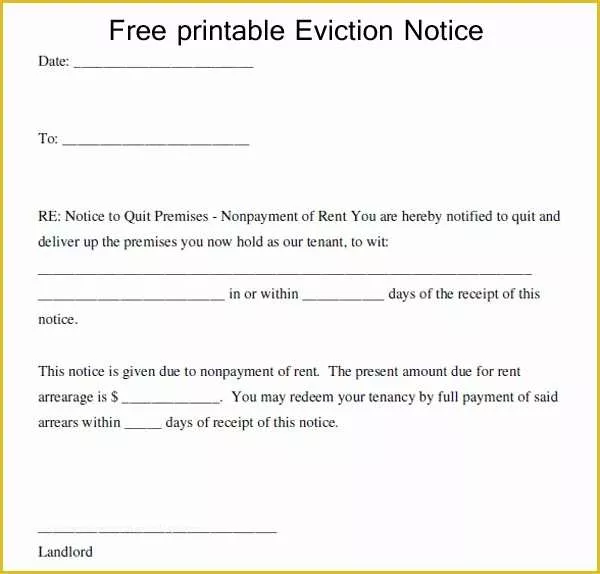 free eviction notice template of printable eviction notice