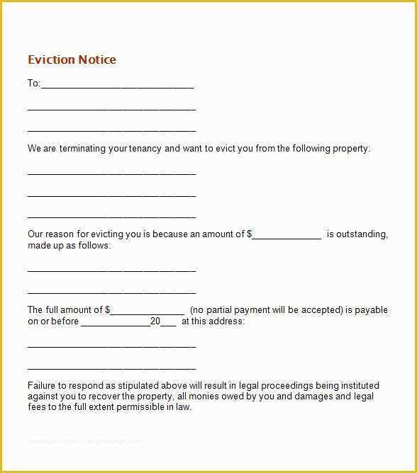 Free Eviction Notice Template Of Sample Eviction Notice Template 12 Free Documents In